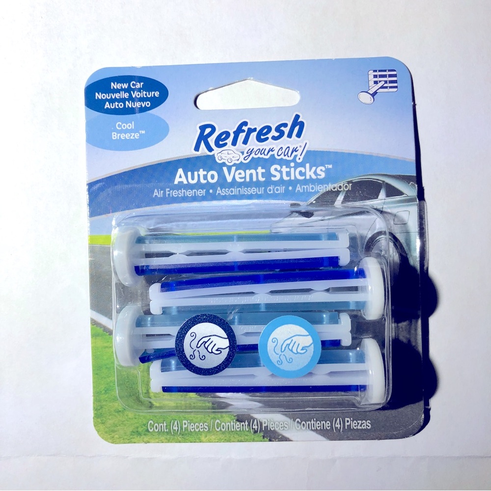 3/$15 NEW Refresh Your Car Vent Air Freshener New Car/Cool Breeze Scent 4 Sticks
